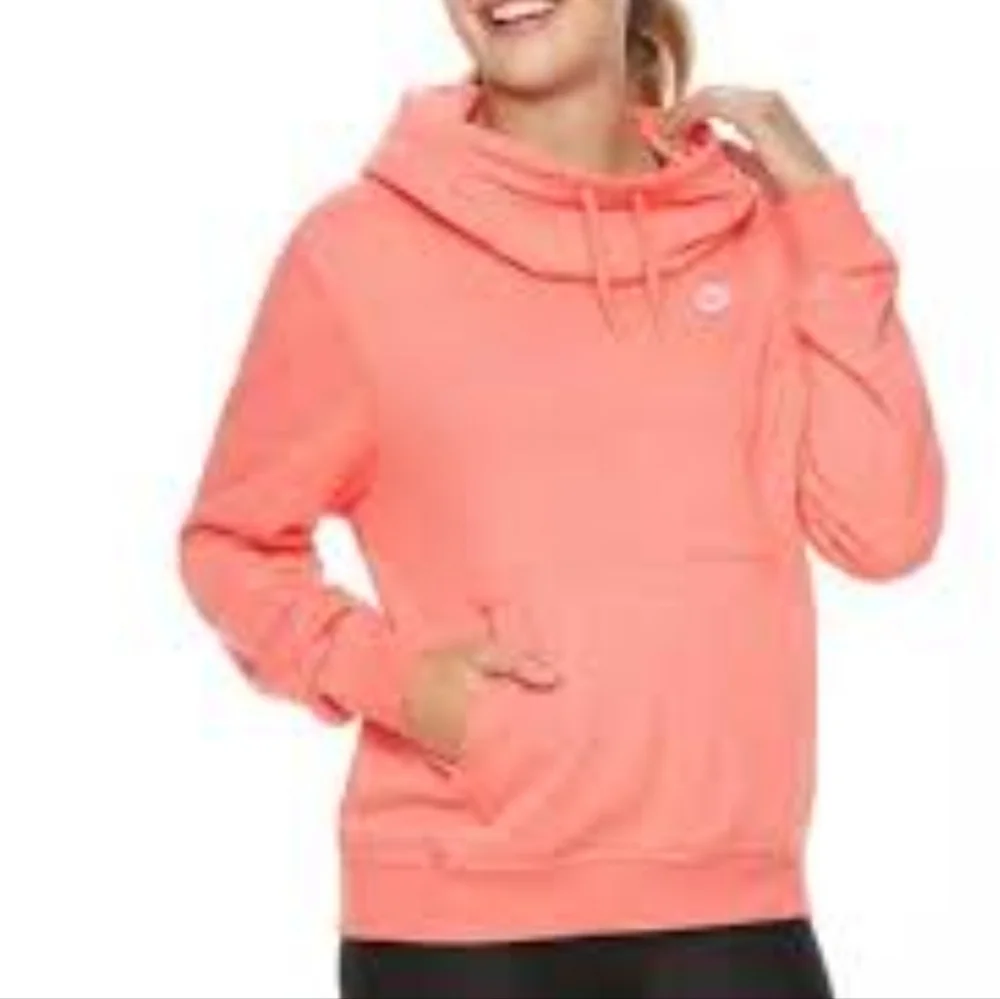 Nike fleece varsity funnel high neck hooded hoodie pink pullover sweatshirt sz M